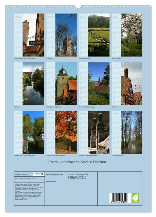 Produktbild: Ebern - lebenswerte Stadt in Franken (hochwertiger Premium Wandkalender 2026 DIN A2 hoch), Kunstdruck in Hochglanz