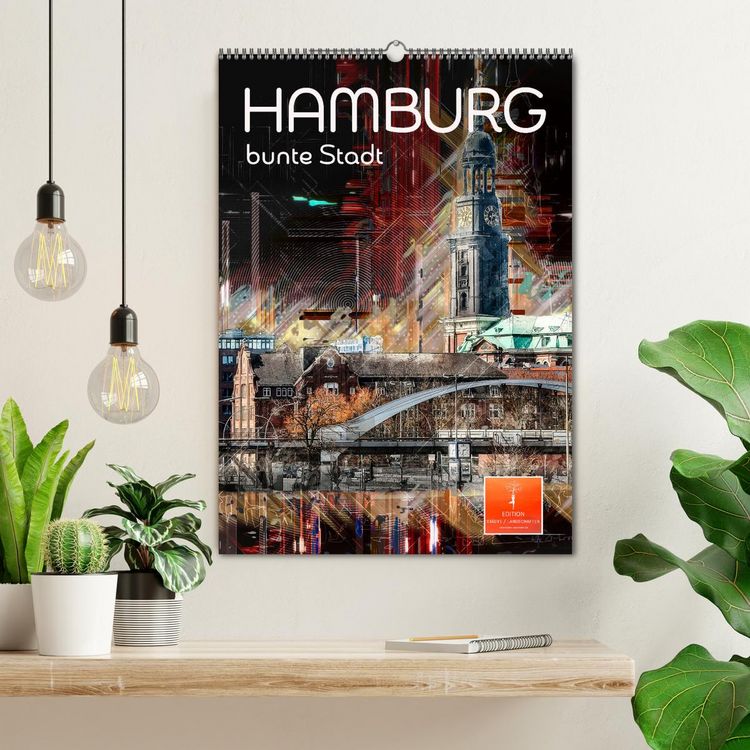 Produktbild: Hamburg bunte Stadt (Wandkalender 2026 DIN A2 hoch), CALVENDO Monatskalender