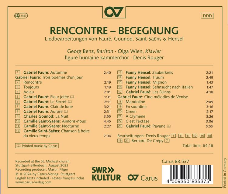 Produktbild: Rencontre - Begegnung: Chorwerke