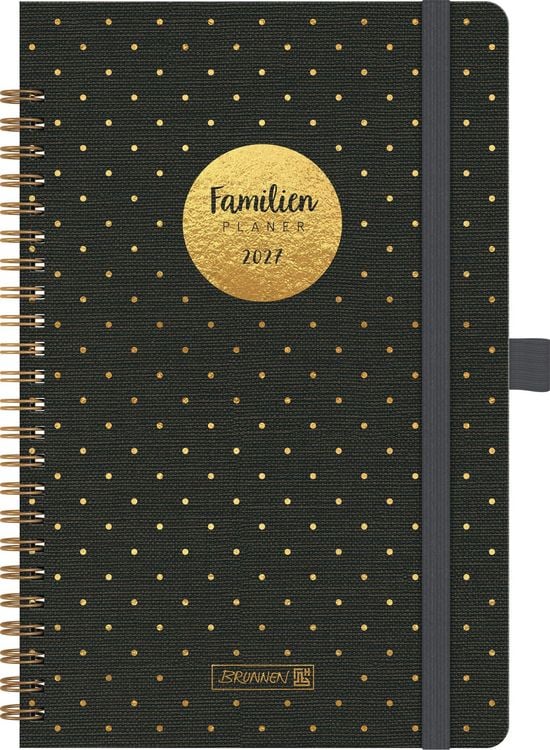 Produktbild: BRUNNEN 1070291017 Buchkalender Familienplaner 2027 "Gold-Punkte" A5, Kunststoff