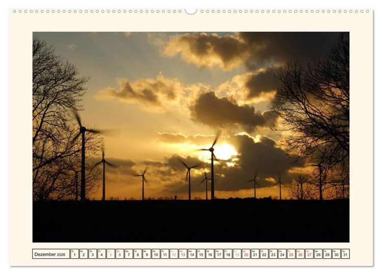 Produktbild: Windkraft in der Landschaft Ostfrieslands (hochwertiger Premium Wandkalender 2026 DIN A2 quer), Kunstdruck in Hochglanz