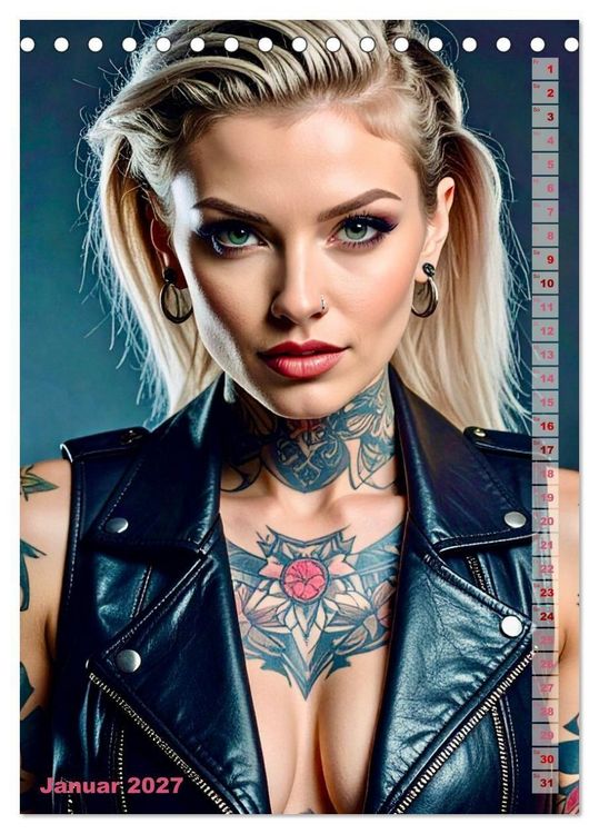 Produktbild: Tattoo Beauties Portraits (Tischkalender 2027 DIN A5 hoch), CALVENDO Monatskalender
