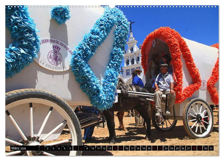 Produktbild: El Rocio - Andalusiens faszinierende Wallfahrt (hochwertiger Premium Wandkalender 2026 DIN A2 quer), Kunstdruck in Hochglanz