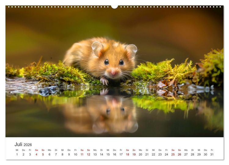 Produktbild: Wild und flauschig - Hamster - Abenteuer in freier Natur (hochwertiger Premium Wandkalender 2026 DIN A2 quer), Kunstdruck in Hochglanz