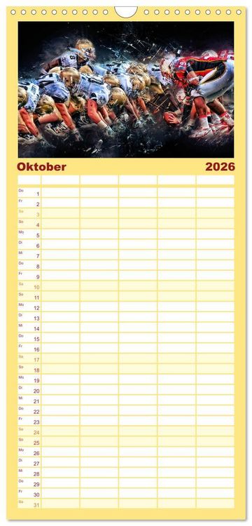 Produktbild: Familienplaner 2026 - American Football - so cool mit 5 Spalten (Wandkalender, 21 x 45 cm) CALVENDO