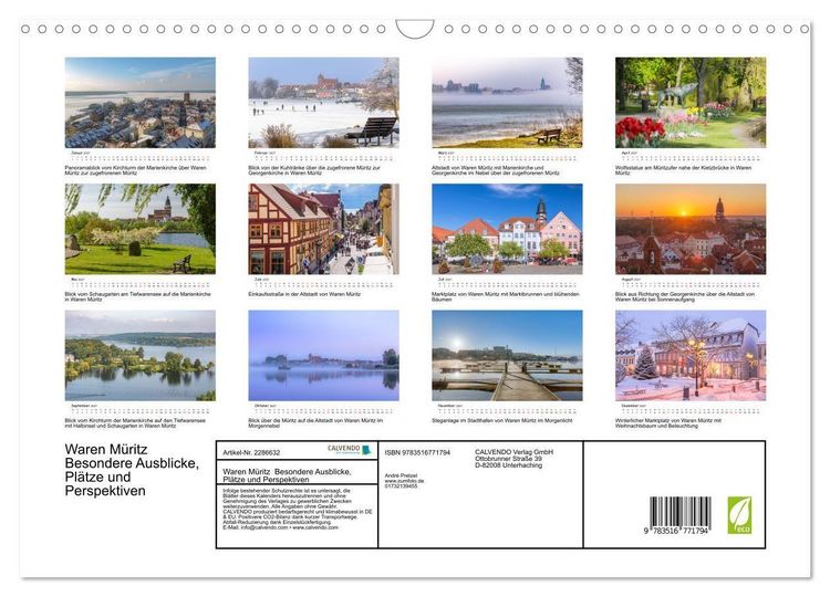 Produktbild: Waren M&uuml;ritz Besondere Ausblicke, Pl&auml;tze und Perspektiven (Wandkalender 2027 DIN A3 quer), CALVENDO Monatskalender