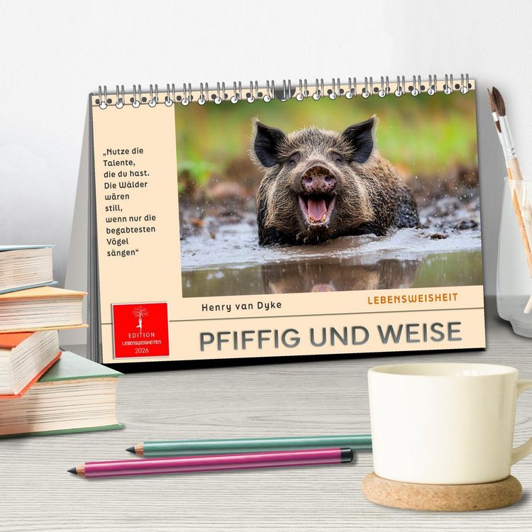 Produktbild: Pfiffig und weise (Tischkalender 2026 DIN A5 quer), CALVENDO Monatskalender