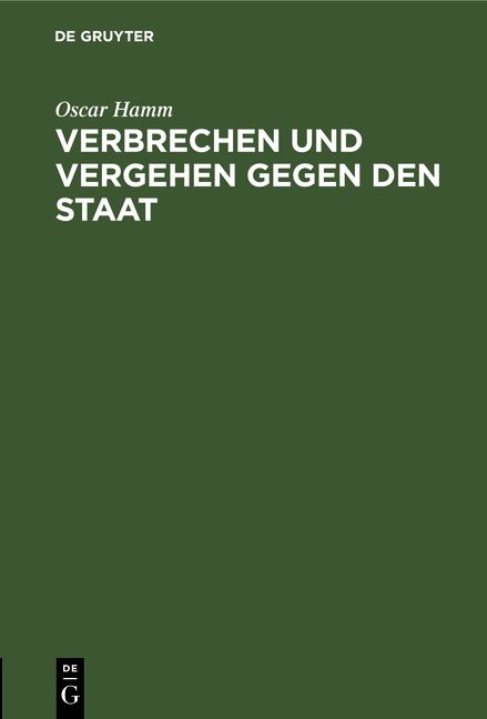 Produktbild: Verbrechen und Vergehen gegen den Staat