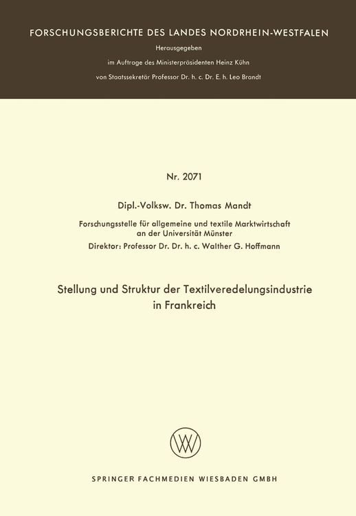 Produktbild: Stellung und Struktur der Textilveredelungsindustrie in Frankreich