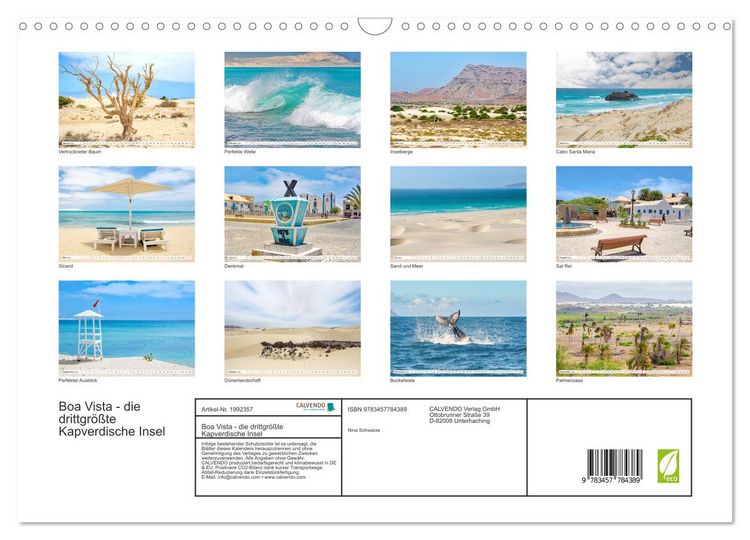 Produktbild: Boa Vista - die drittgr&ouml;&szlig;te Kapverdische Insel (Wandkalender 2026 DIN A3 quer), CALVENDO Monatskalender
