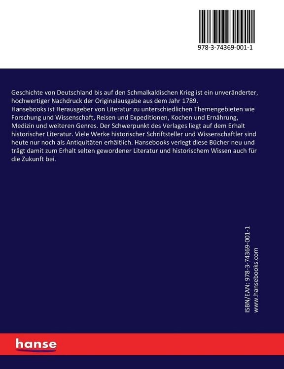 Produktbild: Geschichte von Deutschland bis auf den Schmalkaldischen Krieg
