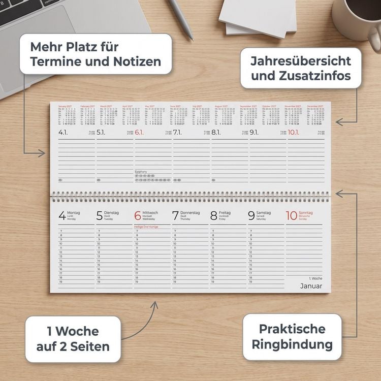Produktbild: Tischkalender Expert schwarz 2027