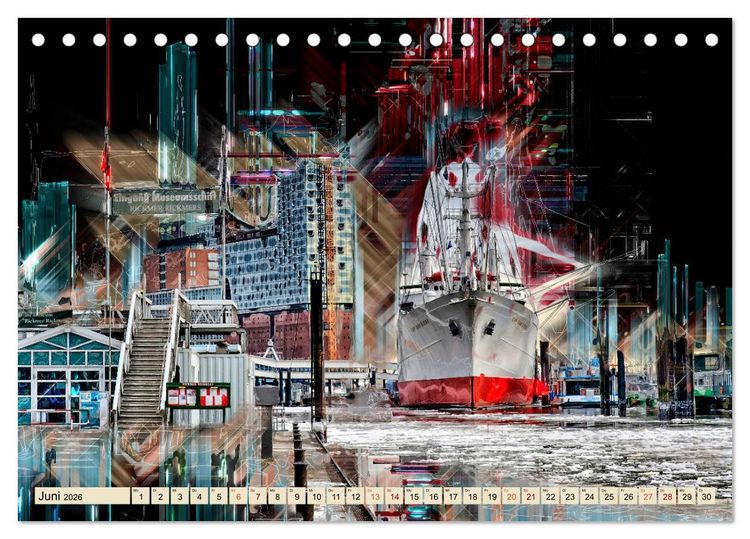 Produktbild: Hamburg abstrakt (Tischkalender 2026 DIN A5 quer), CALVENDO Monatskalender
