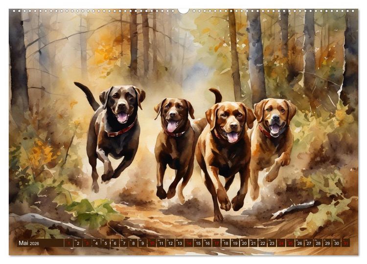 Produktbild: Voller Kraft und Energie - Labrador-Retriever (Wandkalender 2026 DIN A2 quer), CALVENDO Monatskalender