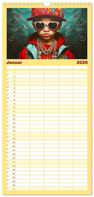 Produktbild: Familienplaner 2026 - Hip Hop Kids. Ein Jahr voller Style und Groove mit 5 Spalten (Wandkalender, 21 x 45 cm) CALVENDO