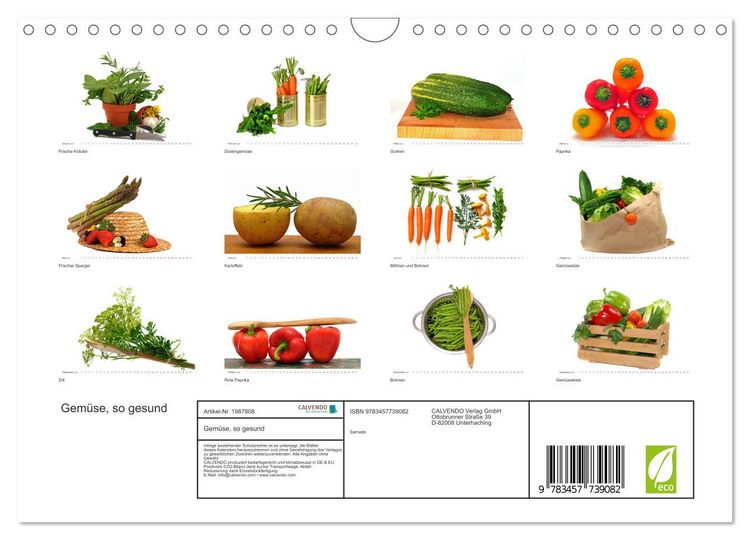 Produktbild: Gem&uuml;se, so gesund (Wandkalender 2026 DIN A4 quer), CALVENDO Monatskalender