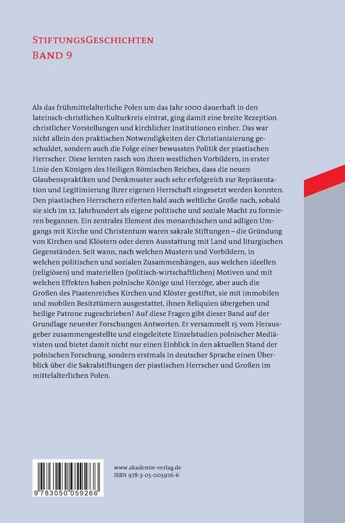 Produktbild: Monarchische und adlige Sakralstiftungen im mittelalterlichen Polen