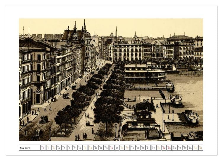 Produktbild: Hamburg: Die Hafenstadt auf historischen Stichen (Wandkalender 2026 DIN A3 quer), CALVENDO Monatskalender
