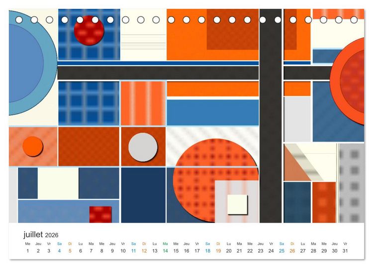 Produktbild: L'art abstrait aux mille facettes (Calendrier de bureau 2026 DIN A5 vertical), CALVENDO calendrier mensuel