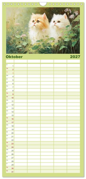 Produktbild: Familienplaner 2027 - Perserkatzen. Flauschige Momente in kunstvoller &Ouml;loptik mit 5 Spalten (Wandkalender, 21 x 45 cm) CALVENDO