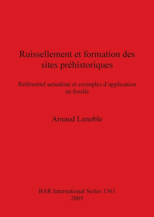 Produktbild: Ruissellement et formation des sites pr&eacute;historiques