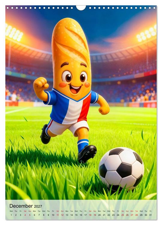 Produktbild: Funny Food Football - Creative Sports Characters (Wall Calendar 2027 DIN A3 portrait), CALVENDO 12 Month Wall Calendar