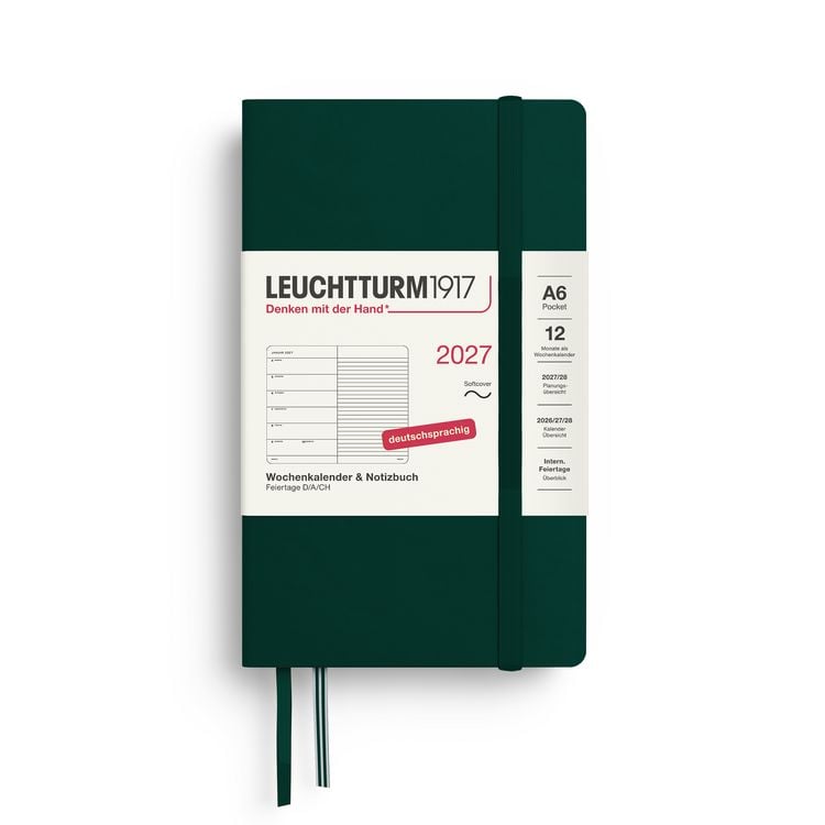 Produktbild: Wochenkalender & Notizbuch Pocket (A6) 2027, Softcover, Forest Green, Deutsch