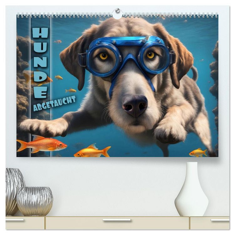 Produktbild: Hunde abgetaucht (hochwertiger Premium Wandkalender 2026 DIN A2 quer), Kunstdruck in Hochglanz