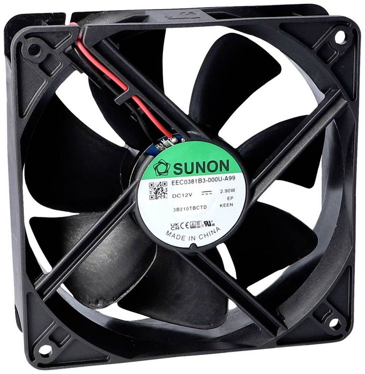 Produktbild: Sunon EEC0381B3-000U-A99 Axiall&uuml;fter 12 V/DC 157.96 m&sup3;/h (L x B x H) 38 x 120 x 120mm