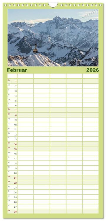 Produktbild: Familienplaner 2026 - Im Allg&auml;u bei Oberstdorf mit 5 Spalten (Wandkalender, 21 x 45 cm) CALVENDO