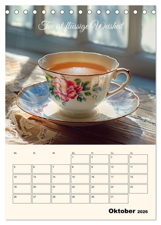 Produktbild: Du, mein geliebter Tee (Tischkalender 2026 DIN A5 hoch), CALVENDO Monatskalender