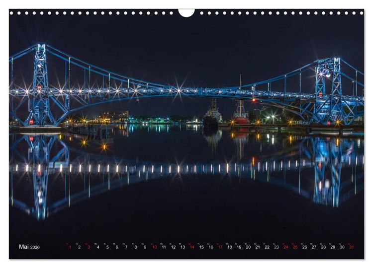 Produktbild: Nachts in Wilhelmshaven Edition mit maritimen Motiven (Wandkalender 2026 DIN A3 quer), CALVENDO Monatskalender