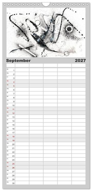 Produktbild: Familienplaner 2027 - Abstrakte Aquarelle mit 5 Spalten (Wandkalender, 21 x 45 cm) CALVENDO
