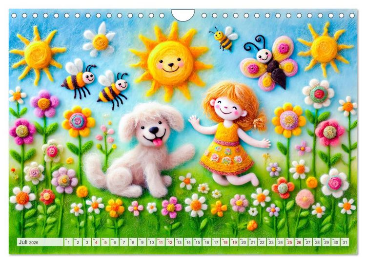 Produktbild: Niedliche Filzhunde - Liebevolle Ideen aus Filz und Wolle (Wandkalender 2026 DIN A4 quer), CALVENDO Monatskalender