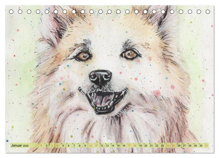 Produktbild: Hundeportr&auml;ts in Aquarell (Tischkalender 2026 DIN A5 quer), CALVENDO Monatskalender