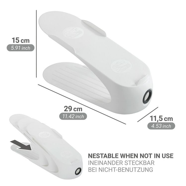 Produktbild: Schuhhalter Wei&szlig; 8er Set, platzsparend &uuml;bereinander stapelbar