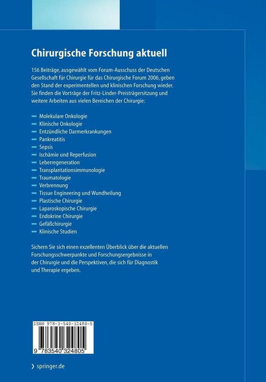 Produktbild: Chirurgisches Forum 2006 f&uuml;r experimentelle und klinische Forschung