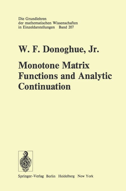 Produktbild: Monotone Matrix Functions and Analytic Continuation