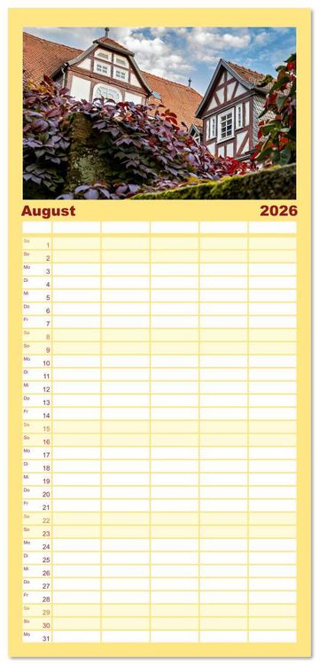 Produktbild: Familienplaner 2026 - Mein historisches Marburg mit 5 Spalten (Wandkalender, 21 x 45 cm) CALVENDO