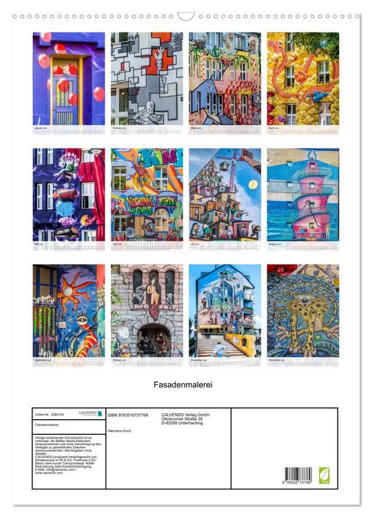 Produktbild: Fasadenmalerei (Wandkalender 2026 DIN A2 hoch), CALVENDO Monatskalender