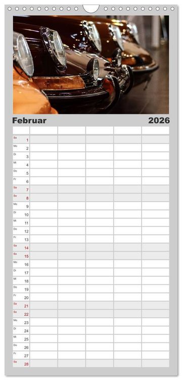 Produktbild: Familienplaner 2026 - Heiligs Blechle - Porsche-Ikonen im Detail mit 5 Spalten (Wandkalender, 21 x 45 cm) CALVENDO