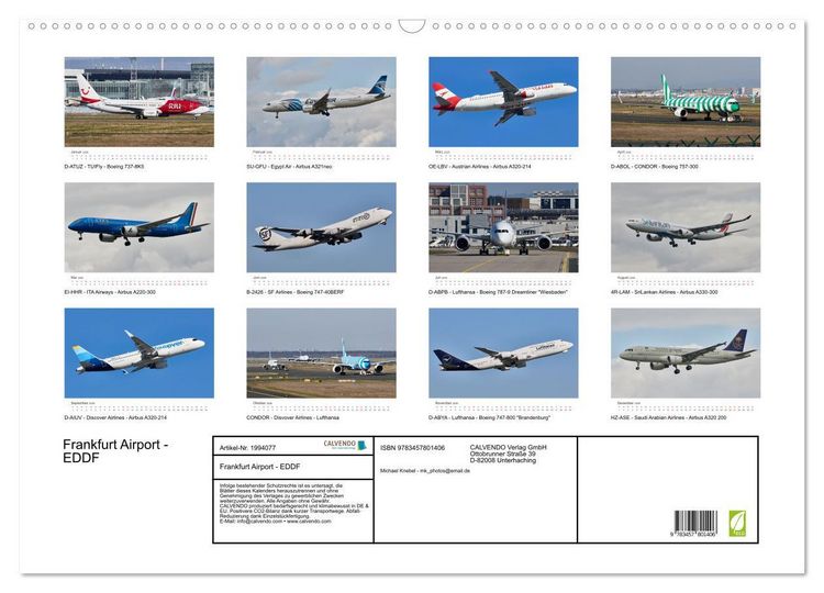 Produktbild: Frankfurt Airport - EDDF (Wandkalender 2026 DIN A2 quer), CALVENDO Monatskalender