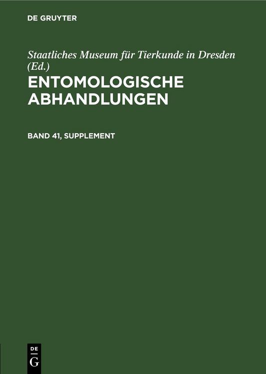 Produktbild: Entomologische Abhandlungen. Band 41, Supplement