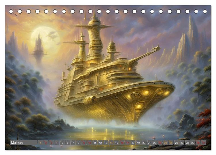 Produktbild: Futuristische Giganten Eine Welt von Morgen (Tischkalender 2026 DIN A5 quer), CALVENDO Monatskalender