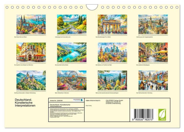 Produktbild: Deutschland. K&uuml;nstlerische Interpretationen (Wandkalender 2027 DIN A4 quer), CALVENDO Monatskalender