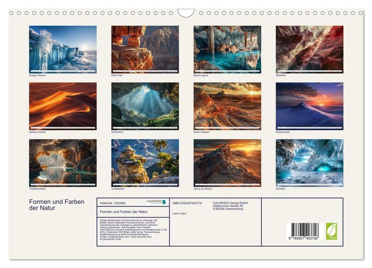 Produktbild: Formen und Farben der Natur (Wandkalender 2026 DIN A3 quer), CALVENDO Monatskalender