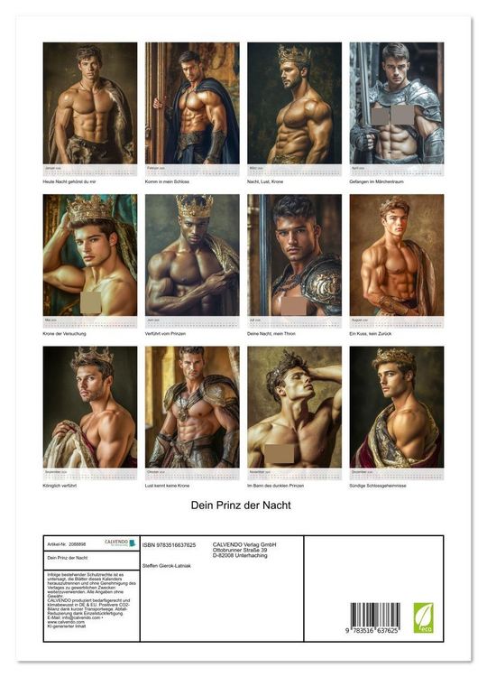 Produktbild: Dein Prinz der Nacht (hochwertiger Premium Wandkalender 2026 DIN A2 hoch), Kunstdruck in Hochglanz