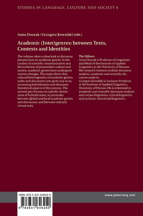 Produktbild: Academic (Inter)genres: between Texts, Contexts and Identities