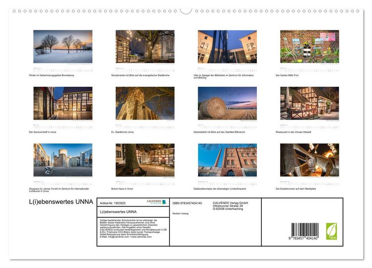 Produktbild: L(i)ebenswertes UNNA (hochwertiger Premium Wandkalender 2026 DIN A2 quer), Kunstdruck in Hochglanz
