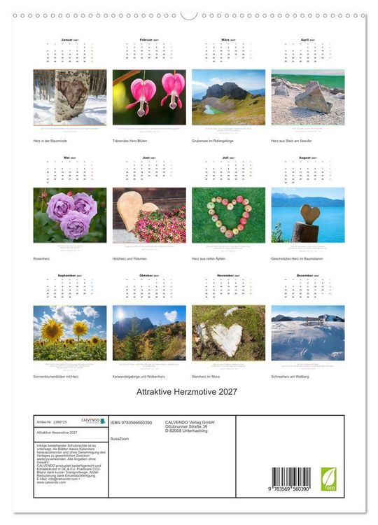 Produktbild: Attraktive Herzmotive 2027 (hochwertiger Premium Wandkalender 2027 DIN A2 hoch), Kunstdruck in Hochglanz